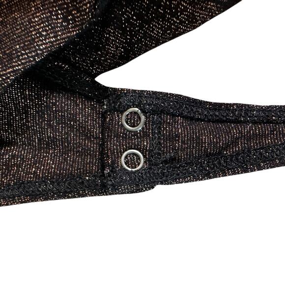 Abercrombie & Fitch Metallic Long Sleeve V-Neck Bodysuit Black Bronze Medium - Picture 7 of 10